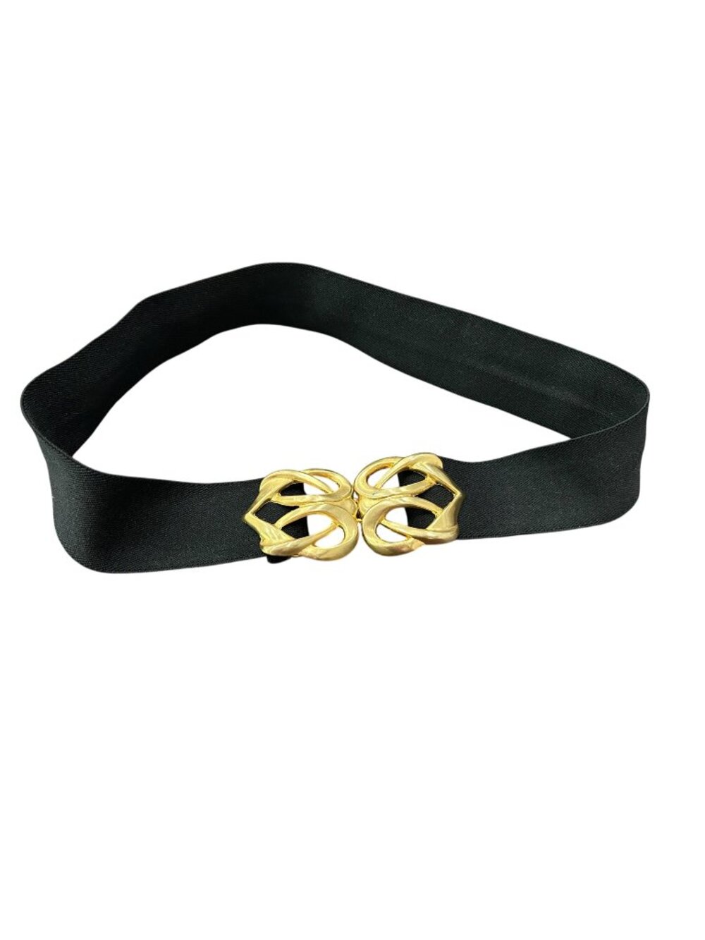 Vintage Motion East Wide Elastic Stretch Belt Black Gold Adjustable Fit Retro